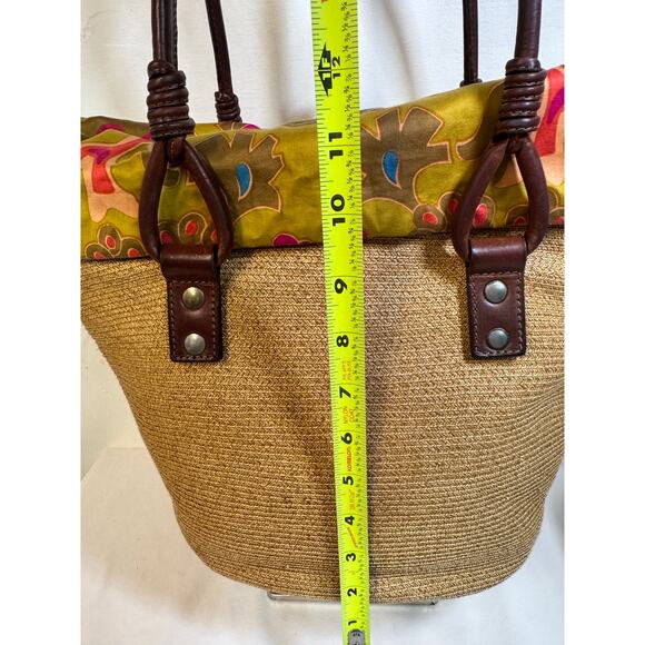 Valentino Woven Fiber & Leather Drawstring Tote 1967 RARE - Picture 12 of 14